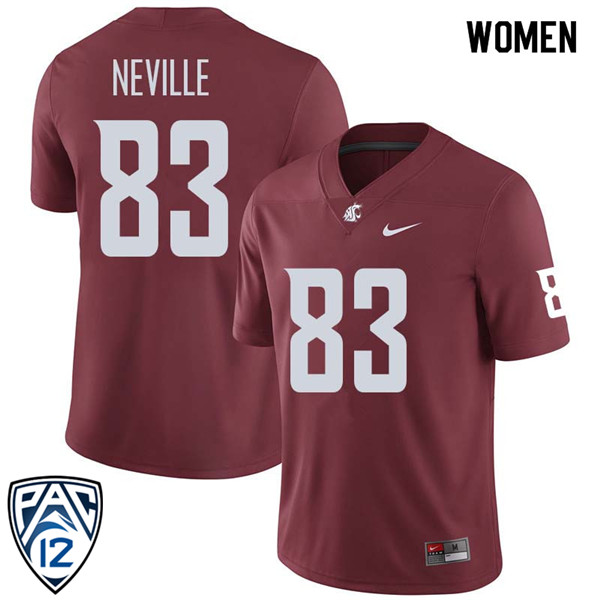 Women #83 Jonny Neville Washington State Cougars College Football Jerseys Sale-Crimson